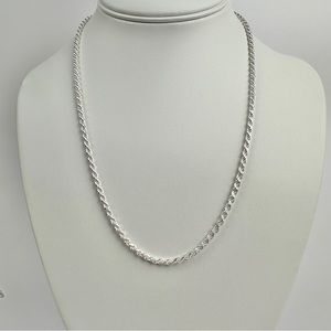 Silver Chain Solid Silver Rope Chain Necklace 3mm 20 Inches Stamped .925 Italy